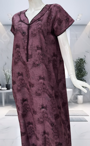 Purple/Black Digital Print Spun Nighty. Flowy Spun Fabric | Laces and Frills