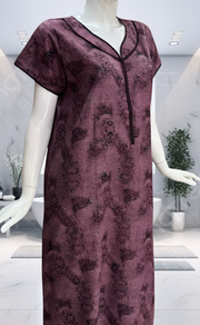 Purple/Black Digital Print Spun Nighty. Flowy Spun Fabric | Laces and Frills