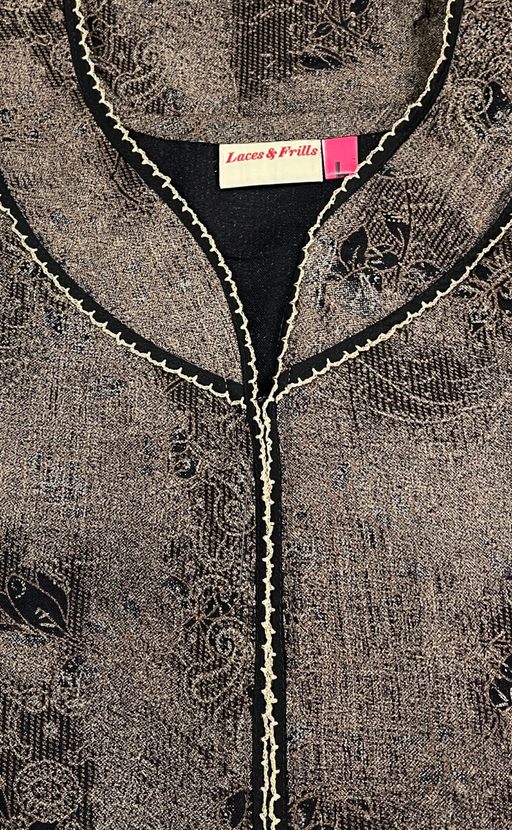 Beige/Black Digital Print Spun Nighty. Flowy Spun Fabric | Laces and Frills