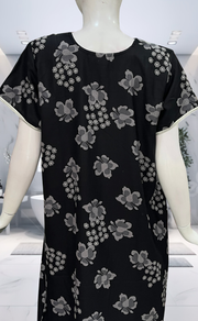 Black Floral Spun Nighty. Flowy Spun Fabric | Laces and Frills