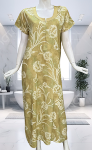 Beige Floral Spun Nighty. Flowy Spun Fabric | Laces and Frills