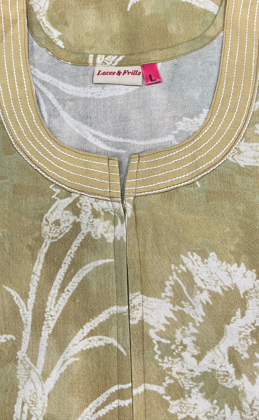 Beige Floral Spun Nighty. Flowy Spun Fabric | Laces and Frills