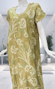 Beige Floral Spun Nighty. Flowy Spun Fabric | Laces and Frills