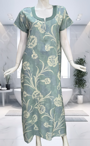 Light Blue Floral Spun Nighty. Flowy Spun Fabric | Laces and Frills

