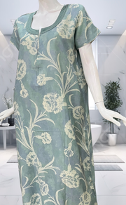 Light Blue Floral Spun Nighty. Flowy Spun Fabric | Laces and Frills