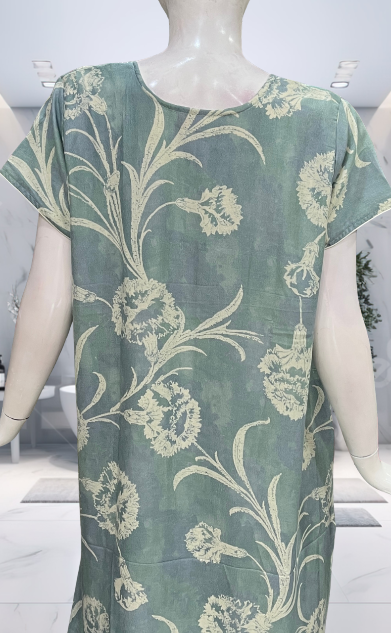 Light Blue Floral Spun Nighty. Flowy Spun Fabric | Laces and Frills