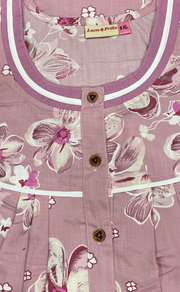 Pink Floral Soft Cotton Nighty. Soft Breathable Fabric | Laces and Frills