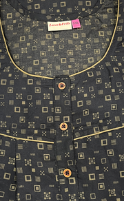 Black Abstract Soft Cotton Nighty. Soft Breathable Fabric | Laces and Frills