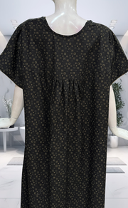 Black Abstract Soft Cotton Nighty. Soft Breathable Fabric | Laces and Frills