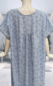 Blue Digital Print Soft Cotton Nighty. Soft Breathable Fabric | Laces and Frills