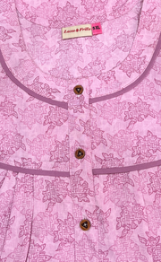 Pink Digital Print Soft Cotton Nighty. Soft Breathable Fabric | Laces and Frills