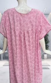Pink Digital Print Soft Cotton Nighty. Soft Breathable Fabric | Laces and Frills