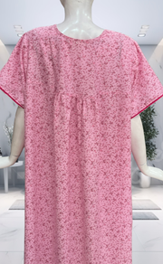 Pink Tiny Flora Soft Cotton Nighty. Soft Breathable Fabric | Laces and Frills
