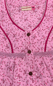 Pink Tiny Flora Soft Cotton Nighty. Soft Breathable Fabric | Laces and Frills