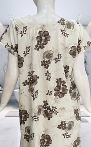 White/Brown Floral Soft Cotton Nighty. Soft Breathable Fabric | Laces and Frills
