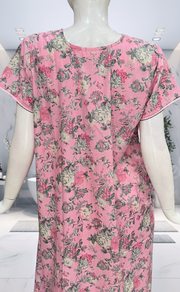 Pink Garden Soft Cotton Nighty. Soft Breathable Fabric | Laces and Frills