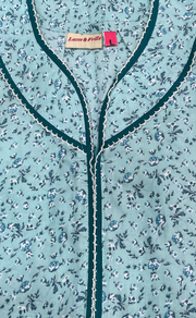 Sea Green Tiny Flora Soft Cotton Nighty. Soft Breathable Fabric | Laces and Frills