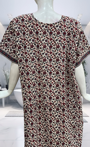 Off White/Black Garden Pure Cotton Nighty. Pure Durable Cotton | Laces and Frills