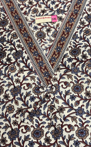 Off White/Maroon Garden Pure Cotton Nighty. Pure Durable Cotton | Laces and Frills