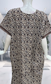 Off White/Maroon Garden Pure Cotton Nighty. Pure Durable Cotton | Laces and Frills