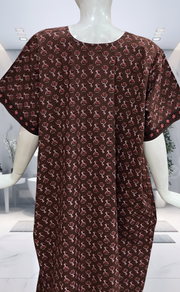 Rust Maroon Tiny Flora Pure Cotton Nighty. Pure Durable Cotton | Laces and Frills