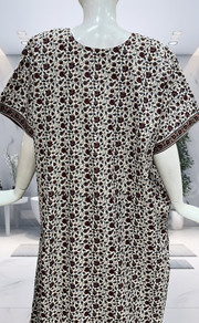 Off White/Maroon Garden Pure Cotton Nighty. Pure Durable Cotton | Laces and Frills