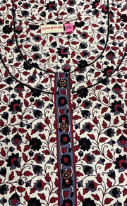 Off White/Black Garden Pure Cotton Nighty. Pure Durable Cotton | Laces and Frills