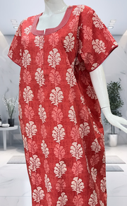 Peach Floral Pure Cotton Nighty. Pure Durable Cotton | Laces and Frills