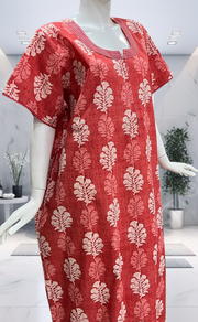 Peach Floral Pure Cotton Nighty. Pure Durable Cotton | Laces and Frills