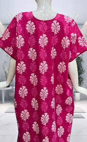 Pink Floral Pure Cotton Nighty. Pure Durable Cotton | Laces and Frills