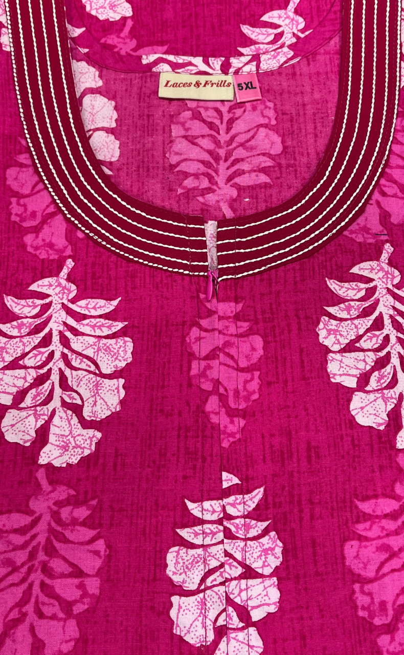 Pink Floral Pure Cotton Nighty. Pure Durable Cotton | Laces and Frills