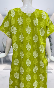 Lime Green Floral Pure Cotton Nighty. Pure Durable Cotton | Laces and Frills