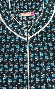 Bottle Green Tiny Floral Pure Cotton Nighty. Pure Durable Cotton | Laces and Frills