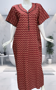 Red Tiny Floral Pure Cotton Nighty. Pure Durable Cotton | Laces and Frills