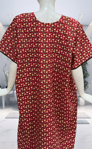 Red Tiny Floral Pure Cotton Nighty. Pure Durable Cotton | Laces and Frills