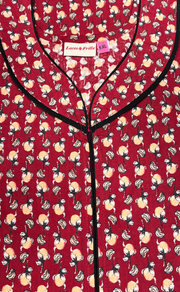 Red Tiny Floral Pure Cotton Nighty. Pure Durable Cotton | Laces and Frills
