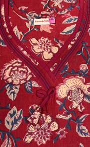 Maroon Garden Pure Cotton Nighty. Pure Durable Cotton | Laces and Frills