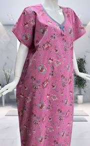 Pink Garden Pure Cotton Nighty. Pure Durable Cotton | Laces and Frills