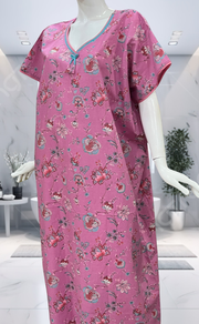Pink Garden Pure Cotton Nighty. Pure Durable Cotton | Laces and Frills