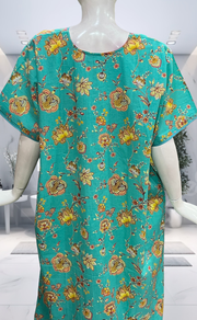Sea Green Garden Pure Cotton Nighty. Pure Durable Cotton | Laces and Frills - Laces and Frills