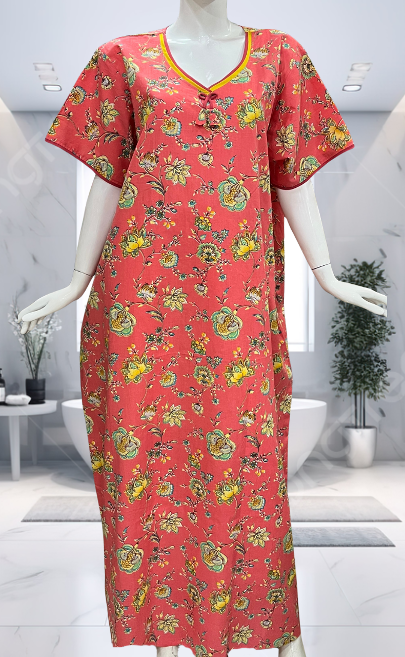 Peach Garden Pure Cotton Nighty. Pure Durable Cotton | Laces and Frills