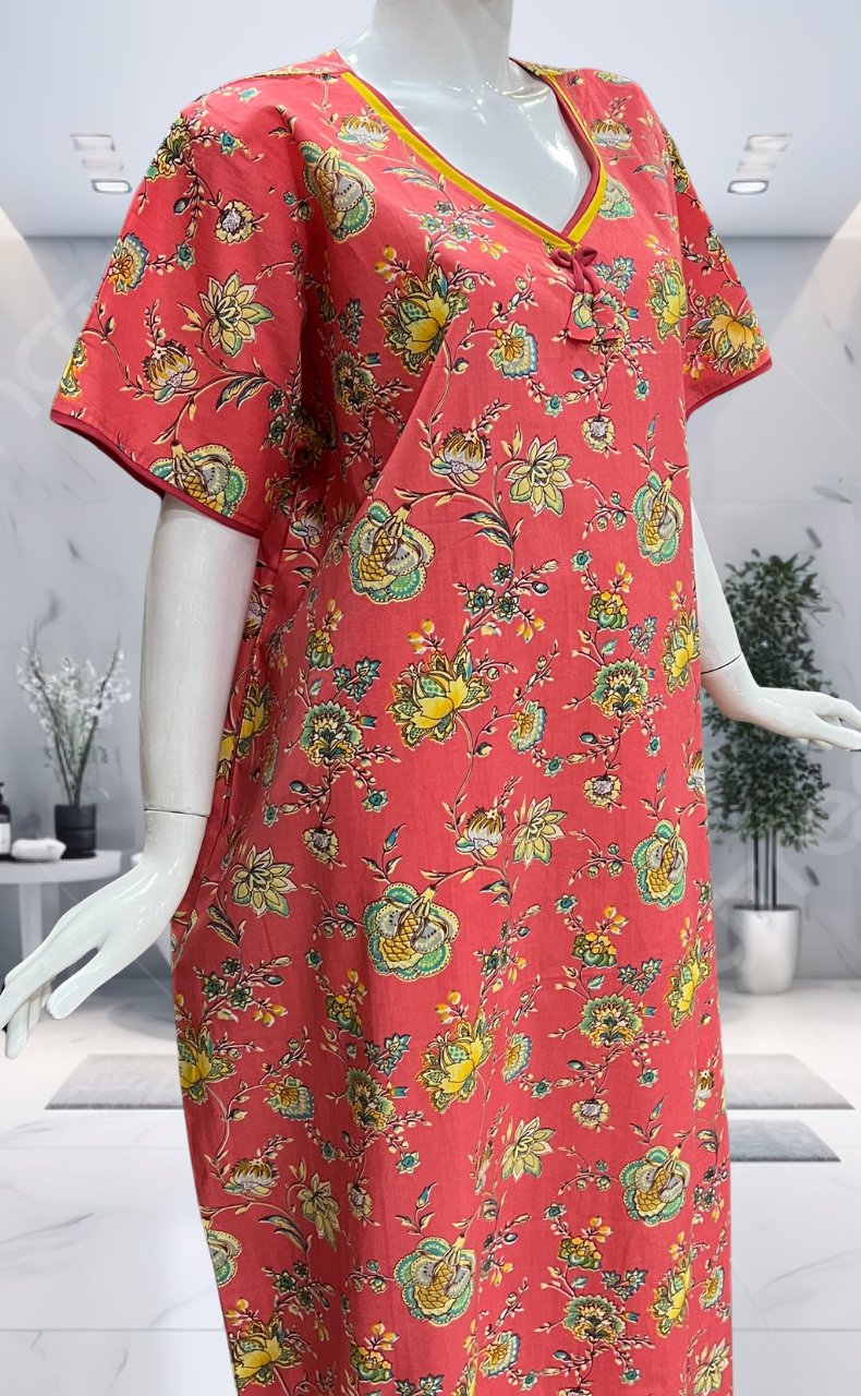 Peach Garden Pure Cotton Nighty. Pure Durable Cotton | Laces and Frills