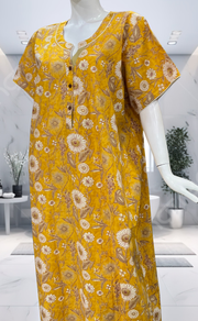 Yellow Garden Pure Cotton Nighty. Pure Durable Cotton | Laces and Frills
