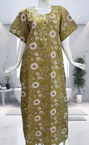 Green Garden Pure Cotton Nighty. Pure Durable Cotton | Laces and Frills