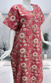 Pink Garden Pure Cotton Nighty. Pure Durable Cotton | Laces and Frills