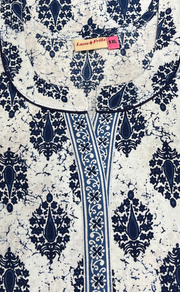 Blue Ethnic Print Pure Cotton Nighty. Pure Durable Cotton | Laces and Frills