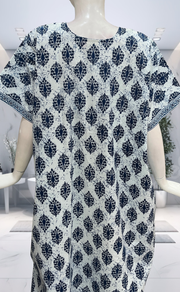 Blue Ethnic Print Pure Cotton Nighty. Pure Durable Cotton | Laces and Frills