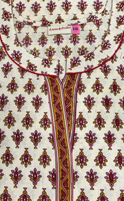 Off White/Red Tiny Flora Pure Cotton Nighty. Pure Durable Cotton | Laces and Frills