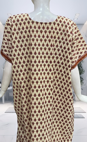 Off White/Red Tiny Flora Pure Cotton Nighty. Pure Durable Cotton | Laces and Frills