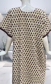 Off White/Black Tiny Flora Pure Cotton Nighty. Pure Durable Cotton | Laces and Frills